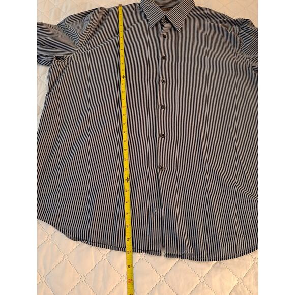 Men's Perry Ellis Long Sleeve Blue and Gray Striped Shirt XL - Picture 5 of 8